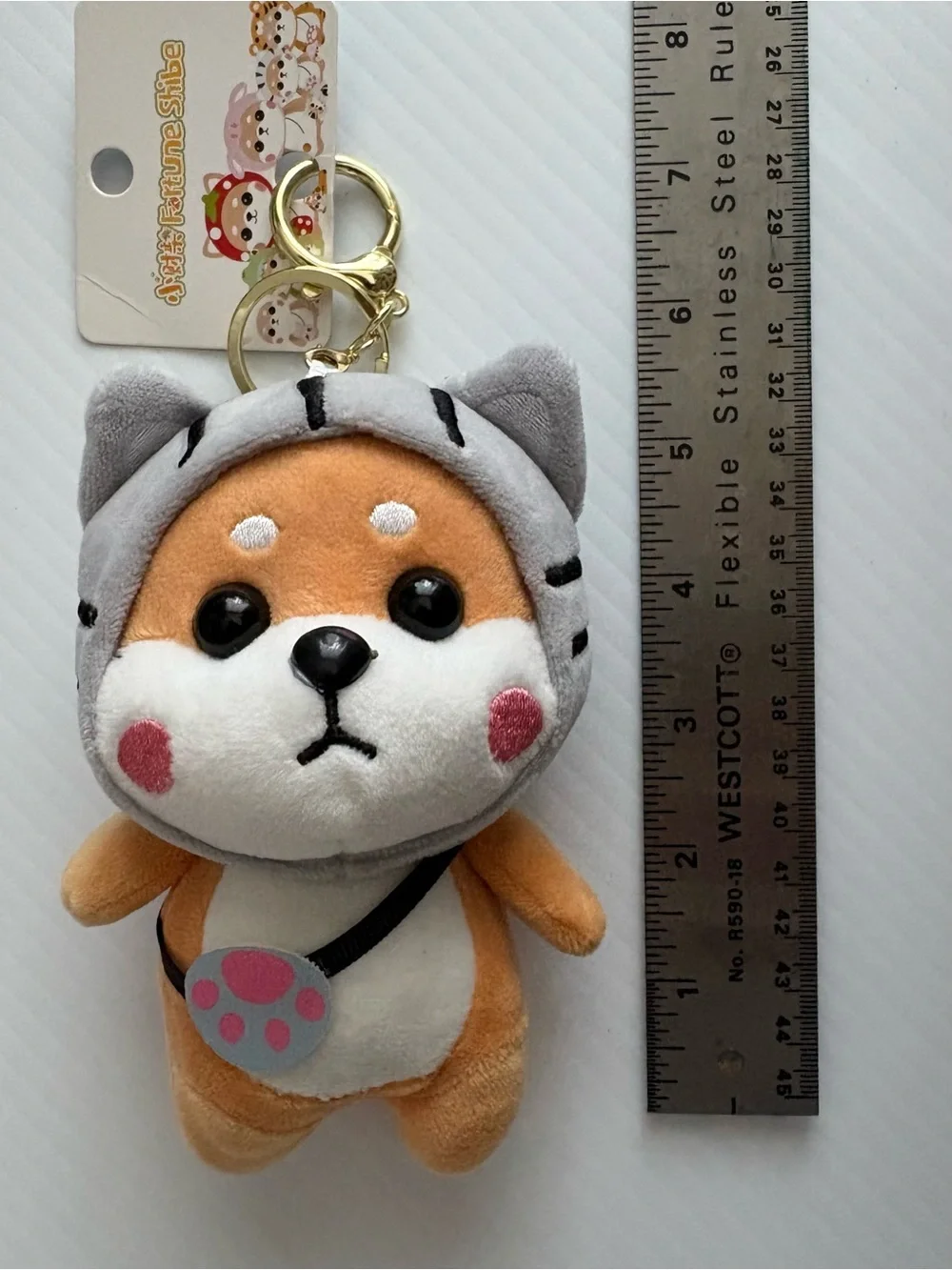 Good Fortune Shiba Inu Plush Keychain with Gold Ring